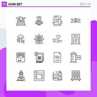 16 Universal Outlines Set for Web and Mobile Applications download spring box fly dragonfly Editable Vector Design Elements