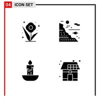 4 General Icons for website design print and mobile apps 4 Glyph Symbols Signs Isolated on White Background 4 Icon Pack vector