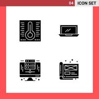 4 Icon Pack Solid Style Glyph Symbols on White Background Simple Signs for general designing vector