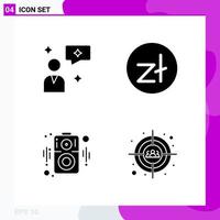 Solid Icon set Pack of 4 Glyph Icons isolated on White Background for Web Print and Mobile vector