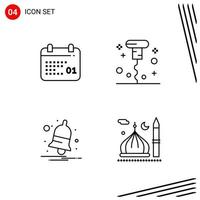 Collection of 4 Vector Icons in Line style Pixle Perfect Outline Symbols for Web and Mobile Line Icon Signs on White Background 4 Icons