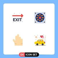 Group of 4 Modern Flat Icons Set for exit hand navigation hole car Editable Vector Design Elements