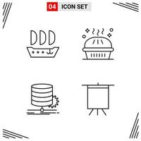 4 Icons Line Style Grid Based Creative Outline Symbols for Website Design Simple Line Icon Signs Isolated on White Background 4 Icon Set vector