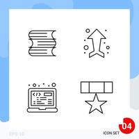 Modern Pack of 4 Icons Line Outline Symbols isolated on White Backgound for Website designing vector