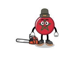 morocco flag illustration cartoon as a lumberjack vector