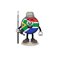 ilustración de la mascota del pescador de la bandera de sudáfrica vector