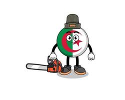 algeria flag illustration cartoon as a lumberjack vector