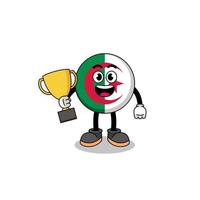 Cartoon mascot of algeria flag holding a trophy vector