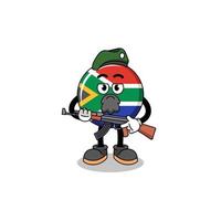 caricatura de personaje de la bandera de sudáfrica como fuerza especial vector