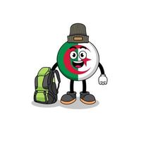 Illustration of algeria flag mascot as a hiker vector