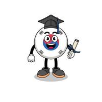 south korea flag mascot with graduation pose vector