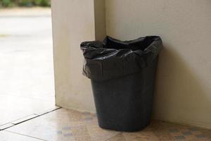 black trash background by the wall photo