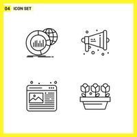 4 Icon Set Simple Line Symbols Outline Sign on White Background for Website Design Mobile Applications and Print Media vector