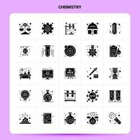 conjunto de iconos de química sólida 25 diseño de estilo de glifo vectorial conjunto de iconos negros diseño de ideas de negocios web y móvil ilustración vectorial vector