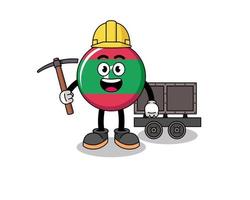 Mascot Illustration of maldives flag miner vector