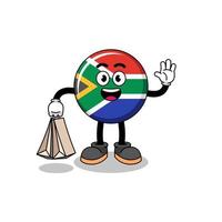 Cartoon of south africa flag shopping vector