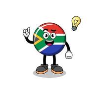 south africa flag cartoon with get an idea pose vector