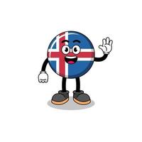 dibujos animados de bandera de islandia haciendo gesto de mano de onda vector