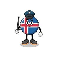 ilustración de dibujos animados de la policía de bandera de islandia vector