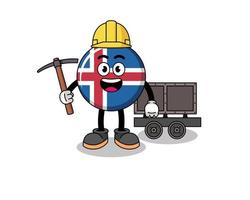 Mascot Illustration of iceland flag miner vector