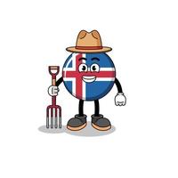 mascota de dibujos animados del granjero de la bandera de islandia vector