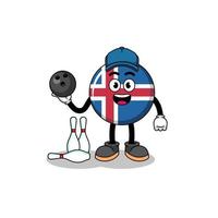 mascota de la bandera de islandia como jugador de bolos vector