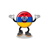 armenia flag cartoon searching with happy gesture vector