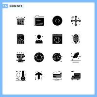 Group of 16 Solid Glyphs Signs and Symbols for document arrow arrows internet of things connections Editable Vector Design Elements