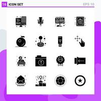 Set of 16 icons in solid style Creative Glyph Symbols for Website Design and Mobile Apps Simple Solid Icon Sign Isolated on White Background 16 Icons vector