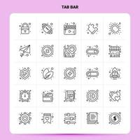 OutLine 25 Tab Bar Icon set Vector Line Style Design Black Icons Set Linear pictogram pack Web and Mobile Business ideas design Vector Illustration