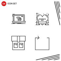 Collection of 4 Vector Icons in Line style Pixle Perfect Outline Symbols for Web and Mobile Line Icon Signs on White Background 4 Icons