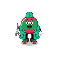 Illustration of maldives flag mascot as a surgeon vector