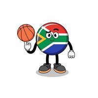 ilustración de la bandera de sudáfrica como jugador de baloncesto vector