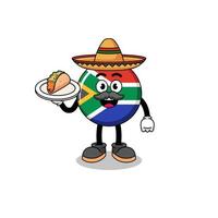 caricatura de personaje de la bandera de sudáfrica como chef mexicano vector