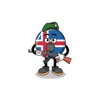 caricatura de personaje de la bandera de islandia como fuerza especial vector