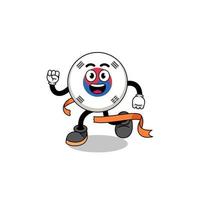 Mascot cartoon of south korea flag running on finish line vector