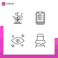 Outline Icon set Pack of 4 Line Icons isolated on White Background for responsive Website Design Print and Mobile Applications vector