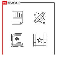 4 General Icons for website design print and mobile apps 4 Outline Symbols Signs Isolated on White Background 4 Icon Pack vector