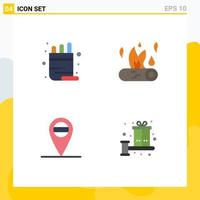 4 paquete de iconos planos de interfaz de usuario de signos y símbolos modernos de marcador de posición escolar lápiz caja de camping elementos de diseño vectorial editables vector