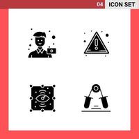 4 Icon Pack Solid Style Glyph Symbols on White Background Simple Signs for general designing vector