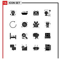 16 User Interface Solid Glyph Pack of modern Signs and Symbols of cancer rotate map clockwise position Editable Vector Design Elements