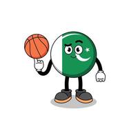 pakistan flag illustration as a basketball player vector