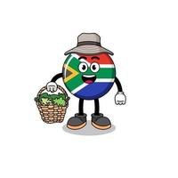 ilustración de personaje de la bandera de sudáfrica como herbolario vector