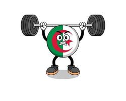 algeria flag mascot cartoon lifting a barbell vector