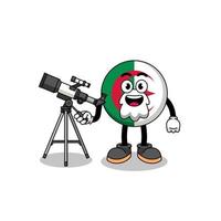 Illustration of algeria flag mascot as an astronomer vector