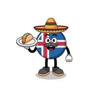 Character cartoon of iceland flag as a mexican chef vector