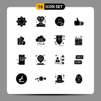 User Interface Pack of 16 Basic Solid Glyphs of hand thumbs user solution finger Editable Vector Design Elements