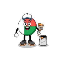 Character mascot of madagascar flag as a painter vector