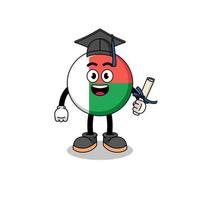 madagascar flag mascot with graduation pose vector