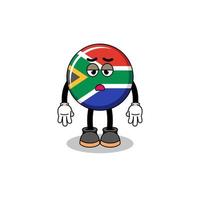 caricatura de la bandera de sudáfrica con gesto de fatiga vector